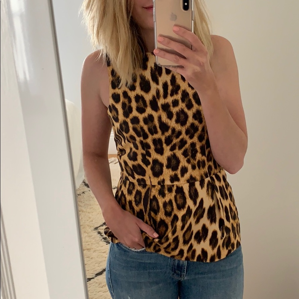 Leopard, peplum, structured tank